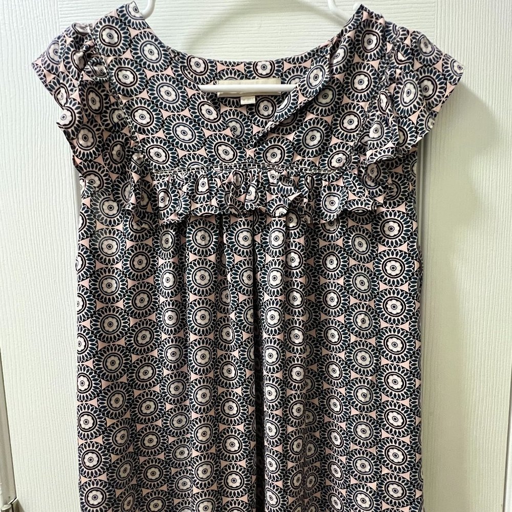 LOFT Women's Sleeveless Blouse, Pink Medallion Print, Size XS